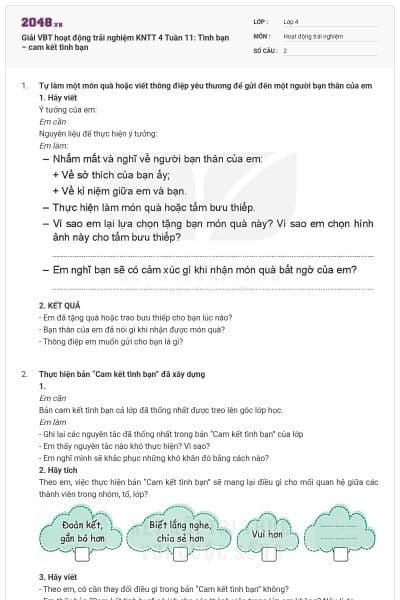 Giải VBT hoạt động trải nghiệm KNTT 4 Tuần 11: Tình bạn – cam kết tình bạn