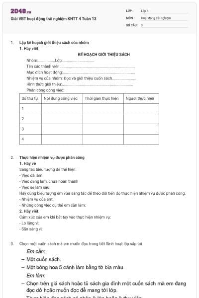 Giải VBT hoạt động trải nghiệm KNTT 4 Tuần 13