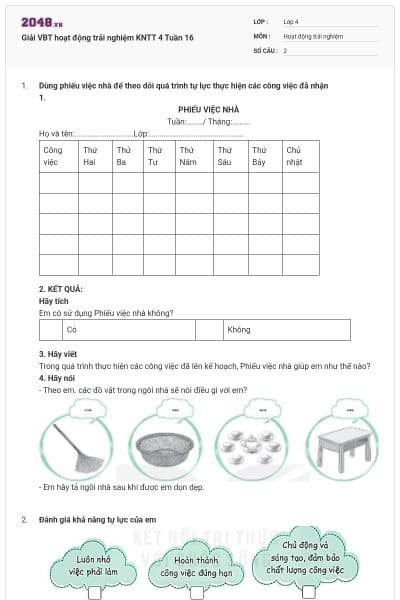 Giải VBT hoạt động trải nghiệm KNTT 4 Tuần 16