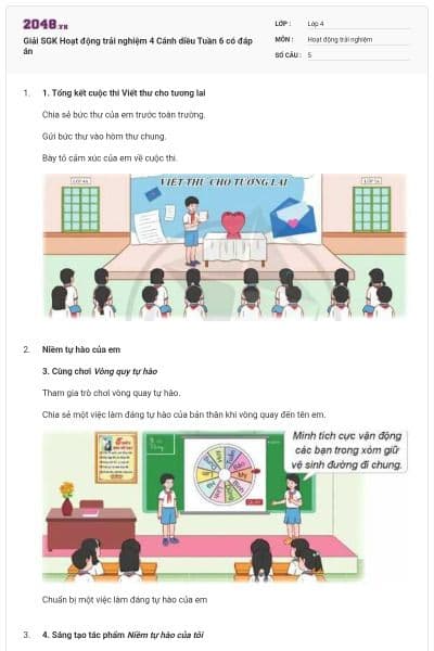 Giải SGK Hoạt động trải nghiệm 4 Cánh diều Tuần 6 có đáp án