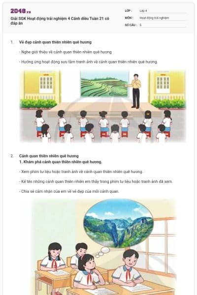 Giải SGK Hoạt động trải nghiệm 4 Cánh diều Tuần 21 có đáp án