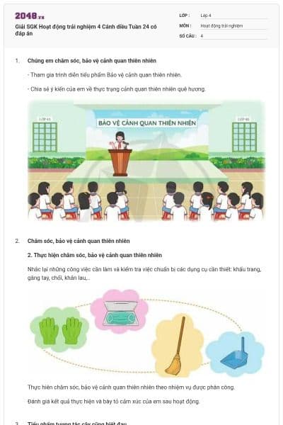 Giải SGK Hoạt động trải nghiệm 4 Cánh diều Tuần 24 có đáp án