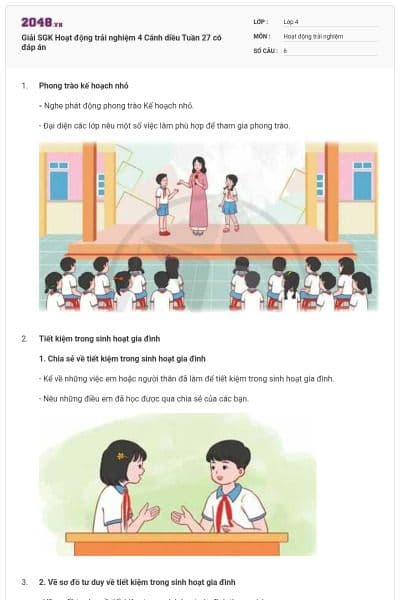 Giải SGK Hoạt động trải nghiệm 4 Cánh diều Tuần 27 có đáp án