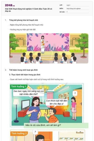 Giải SGK Hoạt động trải nghiệm 4 Cánh diều Tuần 28 có đáp án