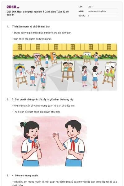 Giải SGK Hoạt động trải nghiệm 4 Cánh diều Tuần 32 có đáp án