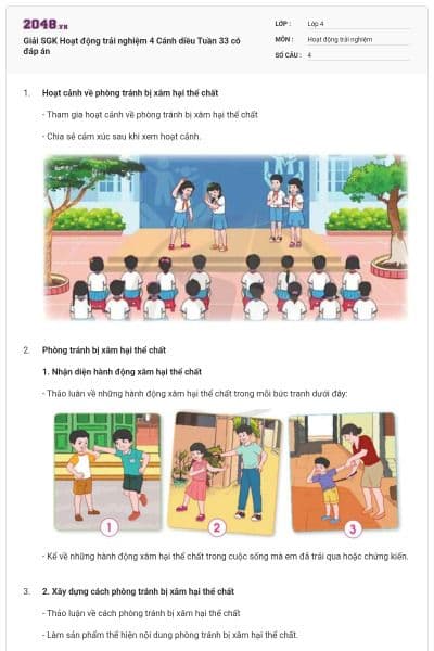 Giải SGK Hoạt động trải nghiệm 4 Cánh diều Tuần 33 có đáp án