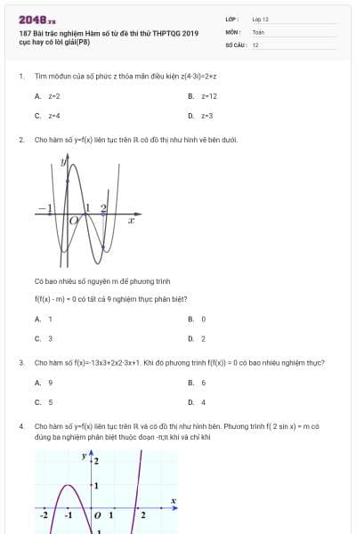 187 Bài trắc nghiệm Hàm số từ đề thi thử THPTQG 2019 cục hay có lời giải(P8)