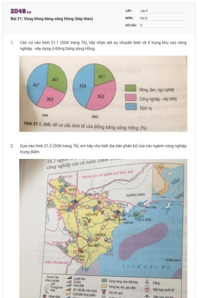 Bài 21: Vùng Đồng bằng sông Hồng (tiếp theo)