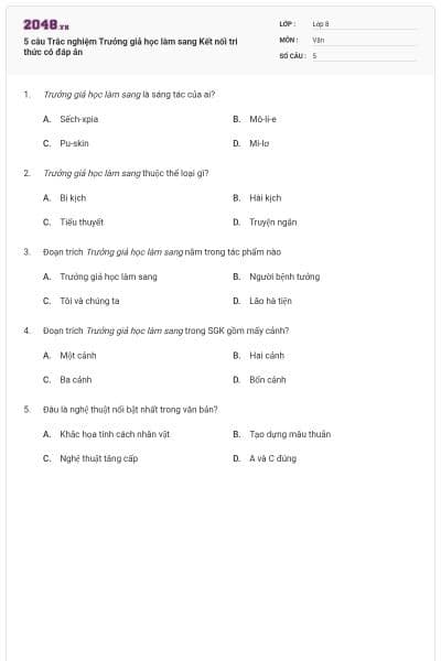 5 câu Trắc nghiệm Trưởng giả học làm sang Kết nối tri thức có đáp án