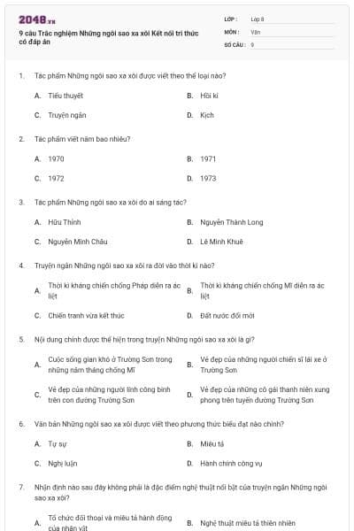 9 câu Trắc nghiệm Những ngôi sao xa xôi Kết nối tri thức có đáp án