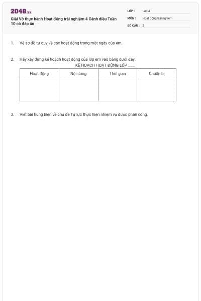 Giải Vở thực hành Hoạt động trải nghiệm 4 Cánh diều Tuần 10 có đáp án