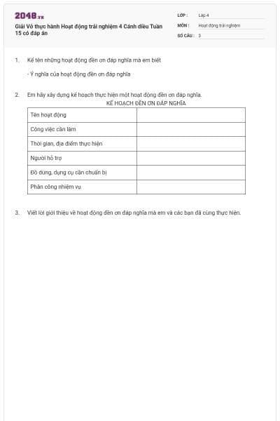 Giải Vở thực hành Hoạt động trải nghiệm 4 Cánh diều Tuần 15 có đáp án