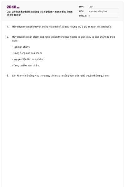 Giải Vở thực hành Hoạt động trải nghiệm 4 Cánh diều Tuần 18 có đáp án