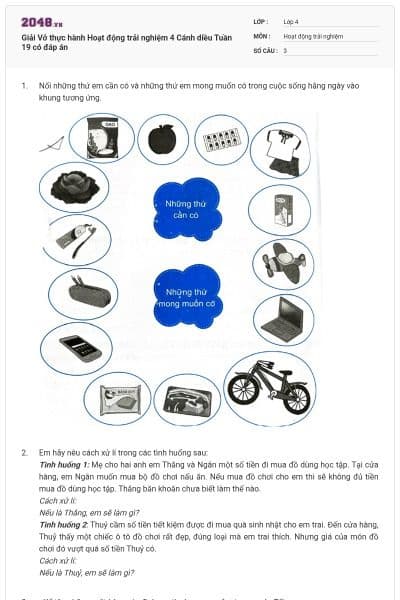 Giải Vở thực hành Hoạt động trải nghiệm 4 Cánh diều Tuần 19 có đáp án