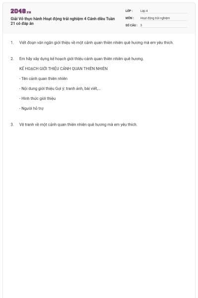 Giải Vở thực hành Hoạt động trải nghiệm 4 Cánh diều Tuần 21 có đáp án