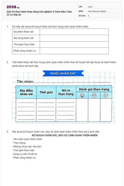 Giải Vở thực hành Hoạt động trải nghiệm 4 Cánh diều Tuần 23 có đáp án