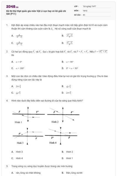 Đề thi thử thpt quốc gia môn Vật Lí cực hay có lời giải chi tiết (P11)