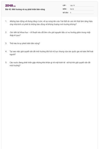Bài 42: Môi trường và sự phát triển bền vững