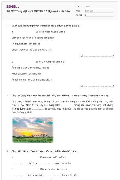 Giải VBT Tiếng việt lớp 5 KNTT Bài 17: Nghìn năm văn hiến