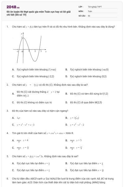 Đề ôn luyện thi thpt quốc gia môn Toán cực hay có lời giải chi tiết (Đề số 19)