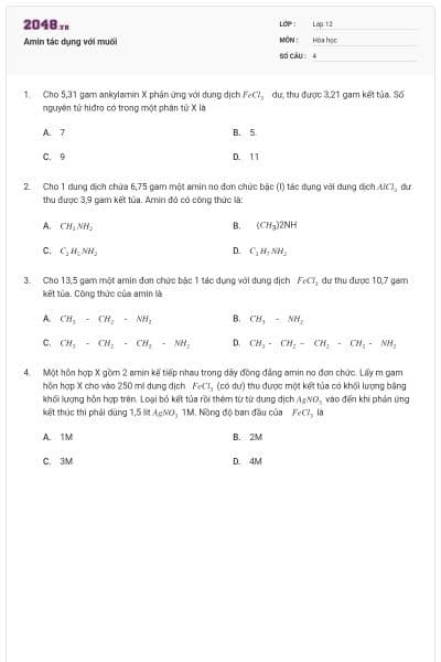 Amin tác dụng với muối