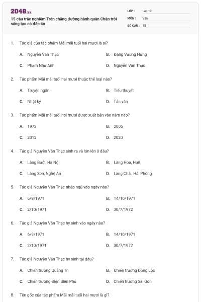 15 câu trắc nghiệm Trên chặng đường hành quân Chân trời sáng tạo có đáp án