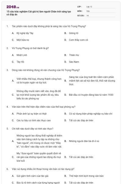 15 câu trắc nghiệm Cái giá trị làm người Chân trời sáng tạo có đáp án