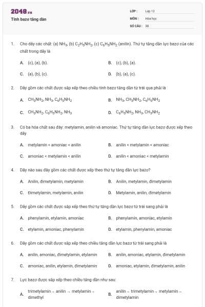 Tính bazơ tăng dần