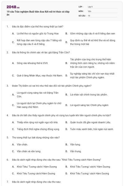 19 câu Trắc nghiệm Buổi tiễn đưa Kết nối tri thức có đáp án