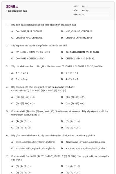 Tính bazơ giảm dần