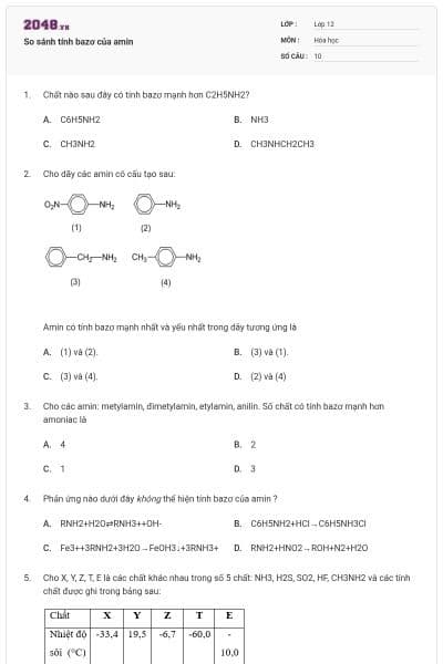 So sánh tính bazơ của amin