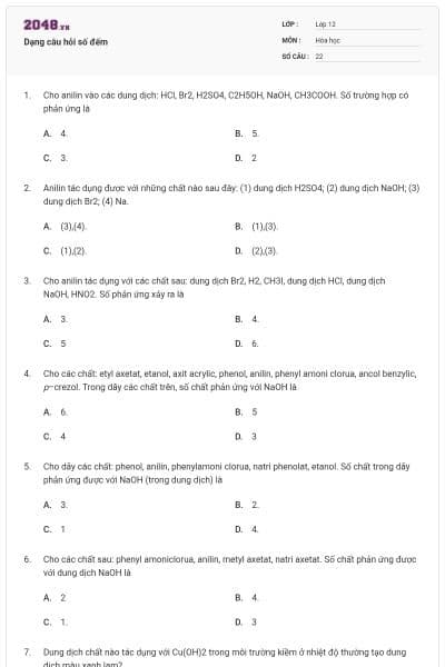 Dạng câu hỏi số đếm