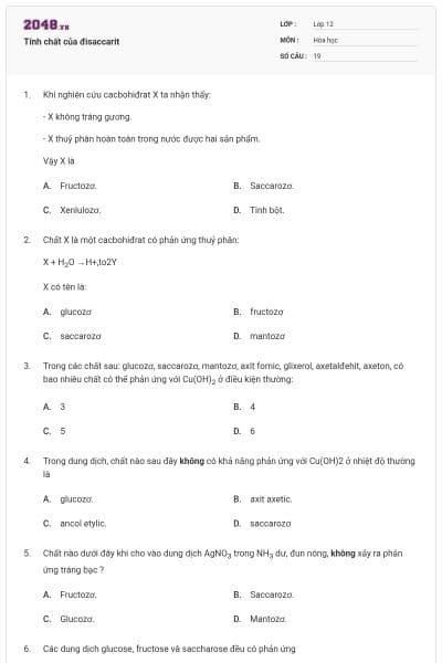 Tính chất của đisaccarit