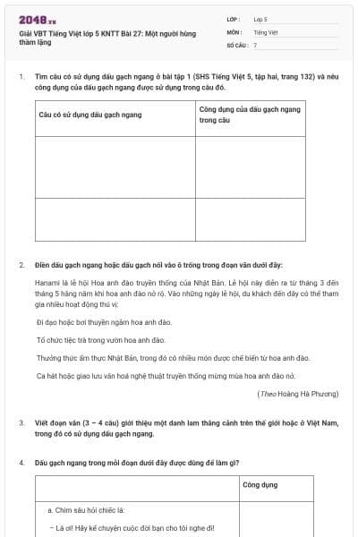 Giải VBT Tiếng Việt lớp 5 KNTT Bài 27: Một người hùng thầm lặng