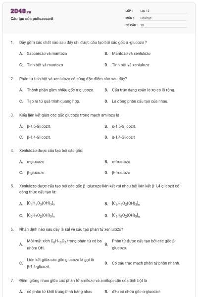 Cấu tạo của polisaccarit