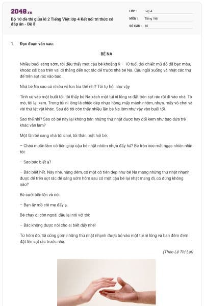 Bộ 10 đề thi giữa kì 2 Tiếng Việt lớp 4 Kết nối tri thức có đáp án - Đề 8
