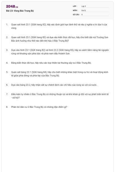 Bài 23: Vùng Bắc Trung Bộ