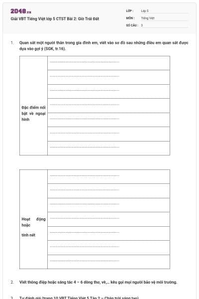 Giải VBT Tiếng Việt lớp 5 CTST Bài 2: Giờ Trái Đất