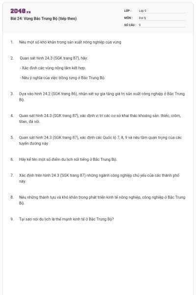 Bài 24: Vùng Bắc Trung Bộ (tiếp theo)