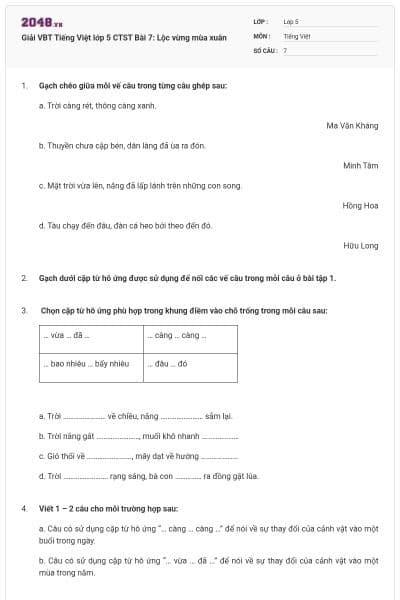 Giải VBT Tiếng Việt lớp 5 CTST Bài 7: Lộc vừng mùa xuân