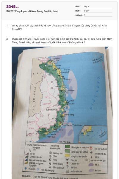 Bài 26: Vùng duyên hải Nam Trung Bộ (tiếp theo)