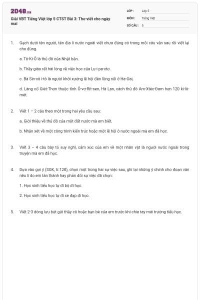 Giải VBT Tiếng Việt lớp 5 CTST Bài 3: Thơ viết cho ngày mai