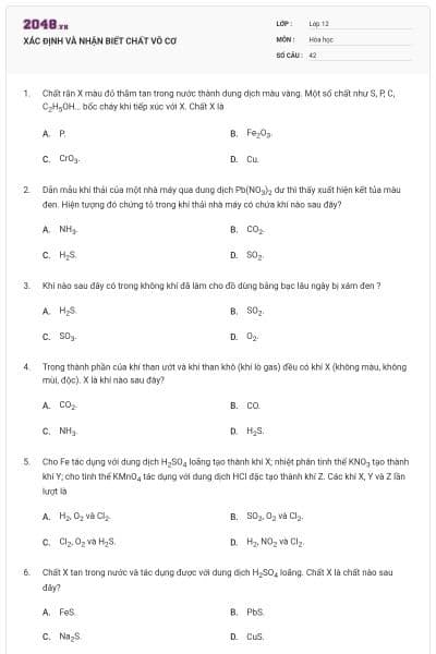 XÁC ĐỊNH VÀ NHẬN BIẾT CHẤT VÔ CƠ