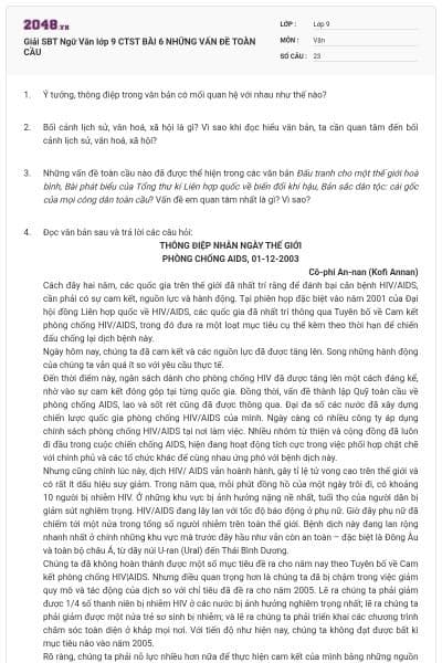 Giải SBT Ngữ Văn lớp 9 CTST BÀI 6 NHỮNG VẤN ĐỀ TOÀN CẦU