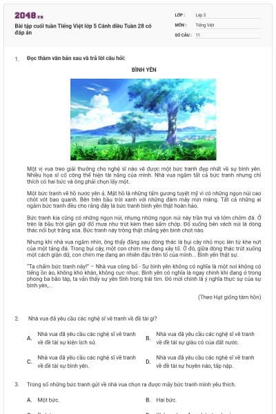 Bài tập cuối tuần Tiếng Việt lớp 5 Cánh diều Tuần 28 có đáp án