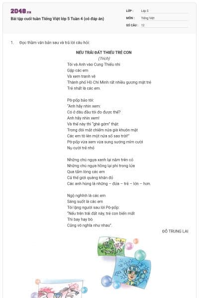 Bài tập cuối tuần Tiếng Việt lớp 5 Tuần 4 (có đáp án)