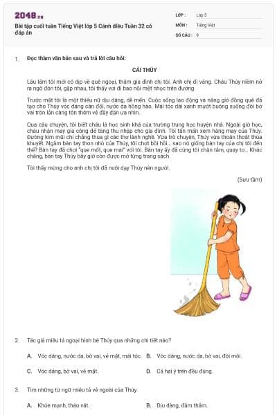 Bài tập cuối tuần Tiếng Việt lớp 5 Cánh diều Tuần 32 có đáp án