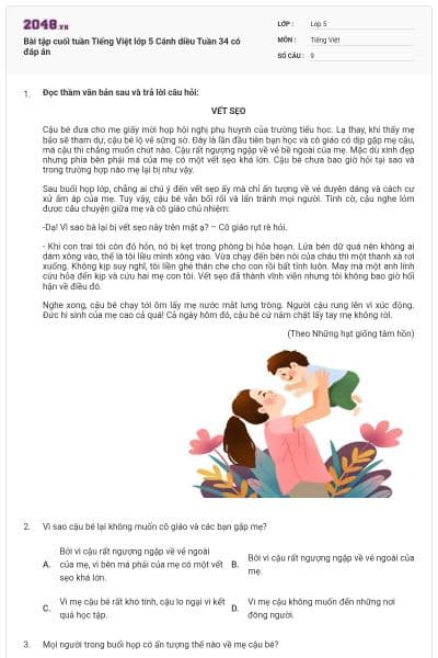 Bài tập cuối tuần Tiếng Việt lớp 5 Cánh diều Tuần 34 có đáp án