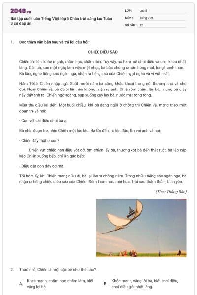 Bài tập cuối tuần Tiếng Việt lớp 5 Chân trời sáng tạo Tuần 3 có đáp án