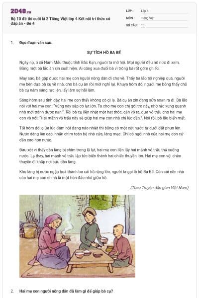 Bộ 10 đề thi cuối kì 2 Tiếng Việt lớp 4 Kết nối tri thức có đáp án - Đề 4